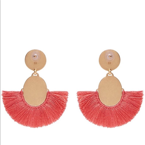 INDIA HICKS NWT GOLDEN FAN EARRINGS CORAL - Picture 3 of 4
